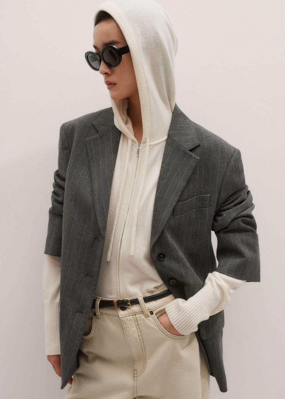 Cream Cashmere Relaxed Fit Box Zip Hoody meandem