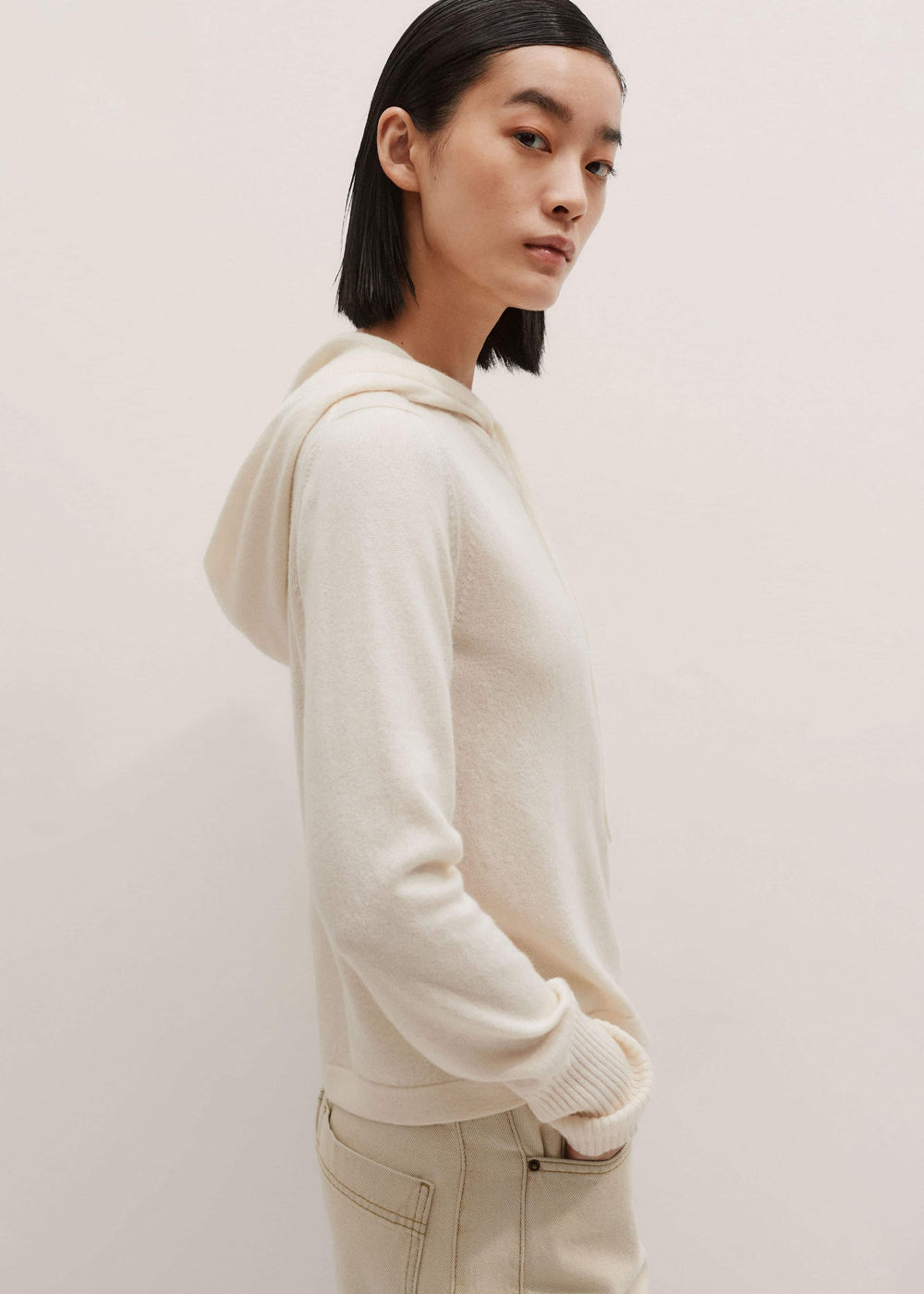 Cream Cashmere Relaxed Fit Box Zip Hoody meandem