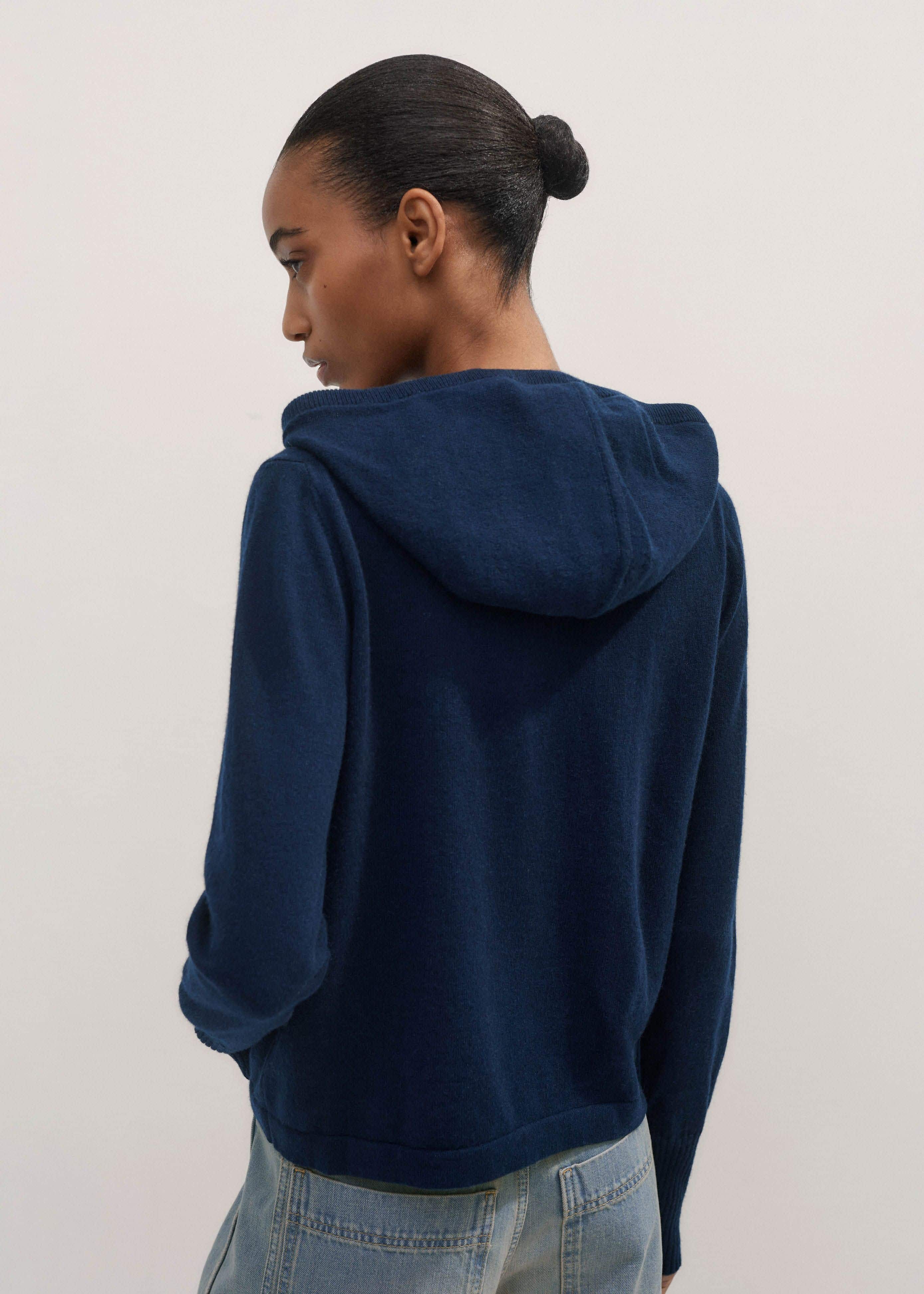 Navy Cashmere Relaxed Fit Box Zip Hoodie meandem