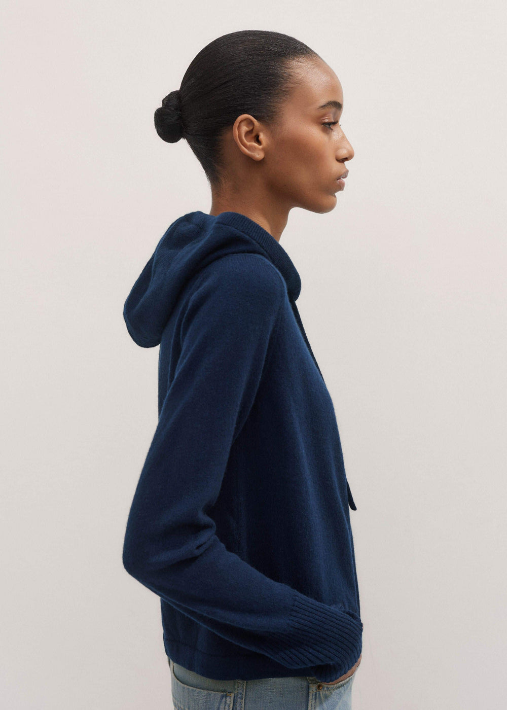 Navy Cashmere Relaxed Fit Box Zip Hoodie meandem