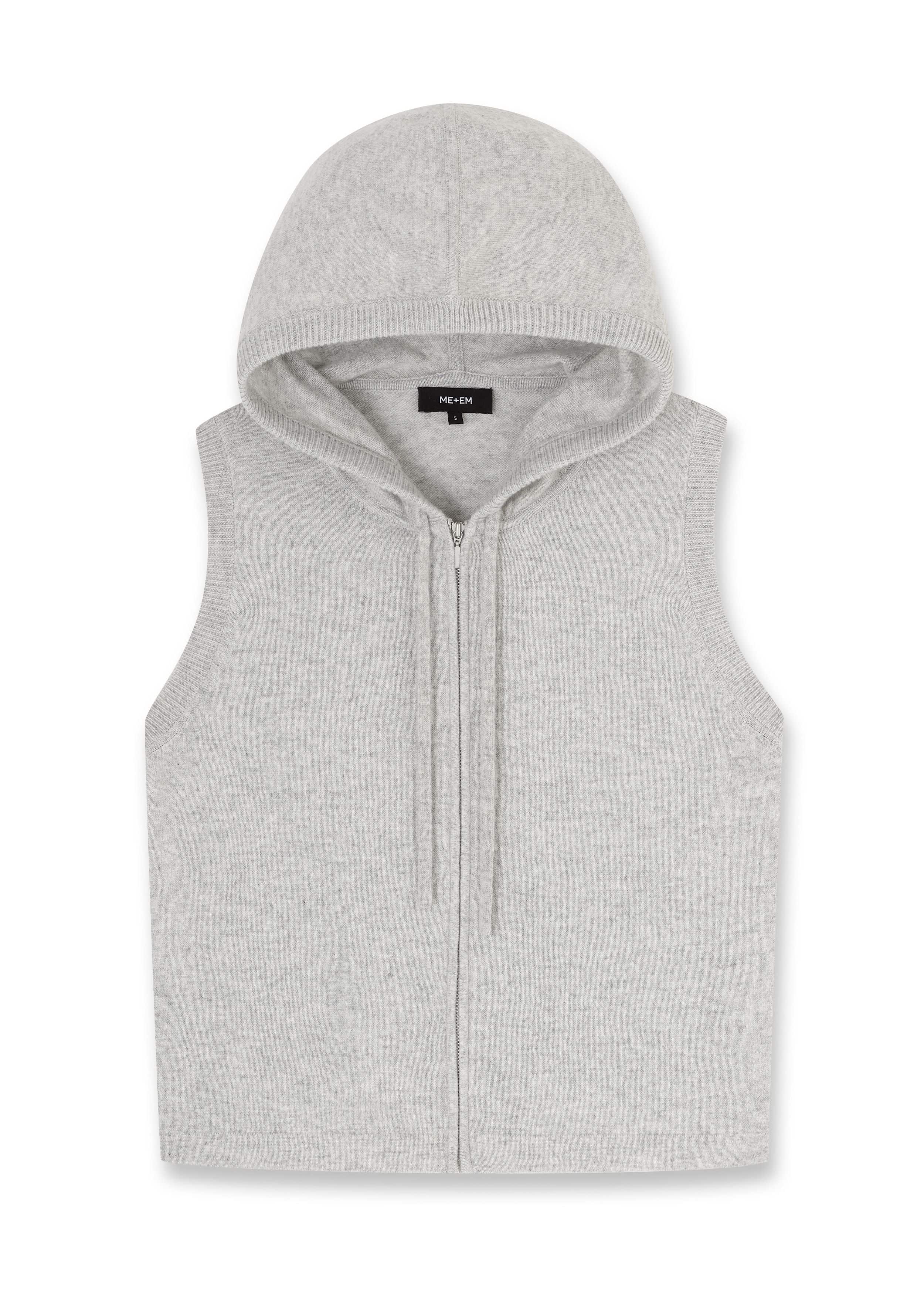 Gray Cashmere Sleeveless Relaxed Zip Hoodie meandem