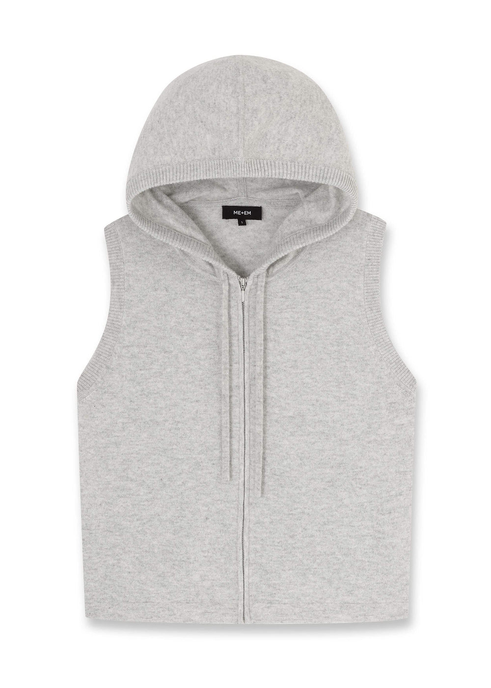 Gray Cashmere Sleeveless Relaxed Zip Hoodie meandem