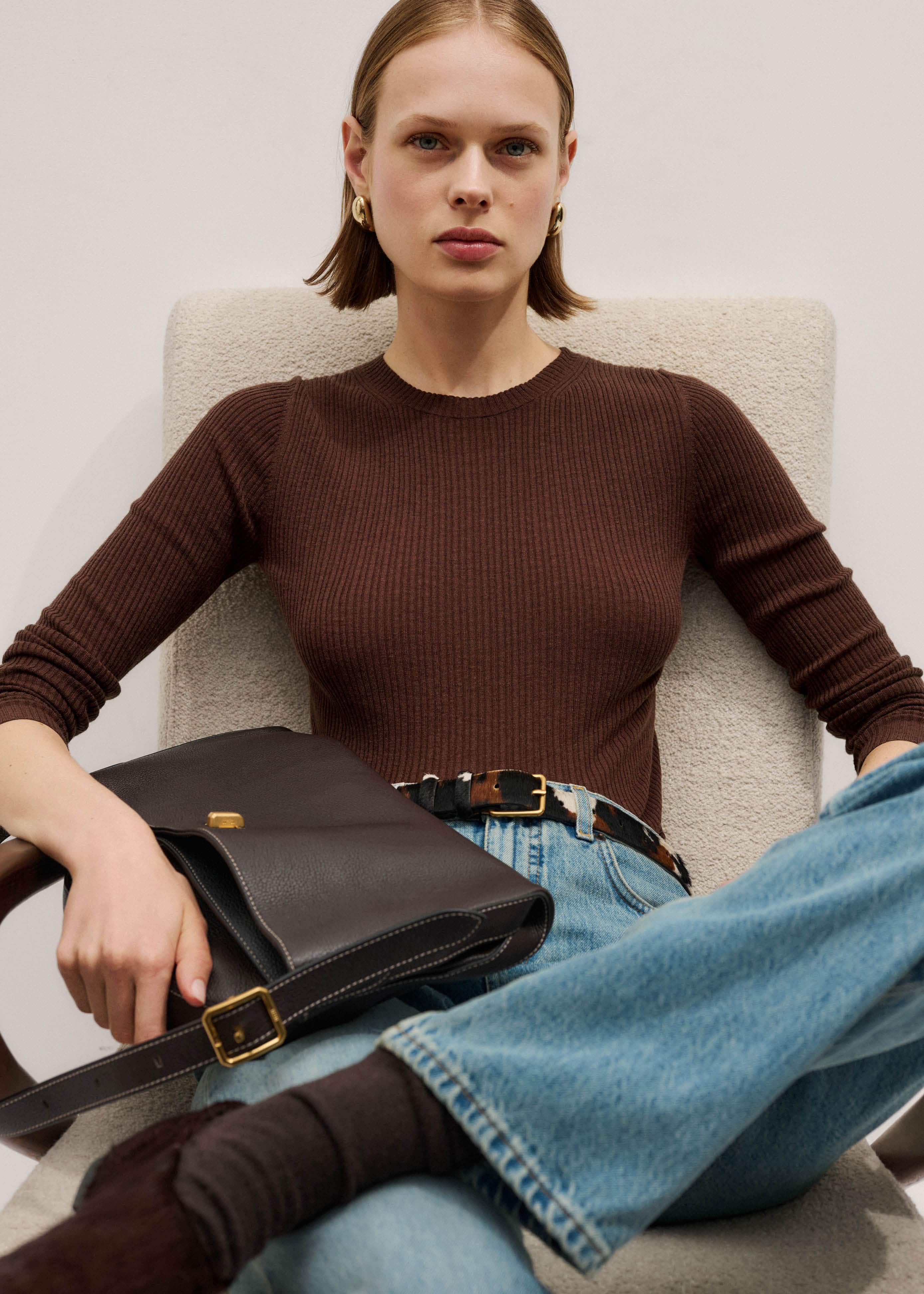 Brown Barely There Sweater meandem