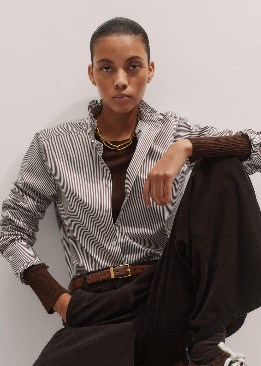Brown Barely There Sweater meandem