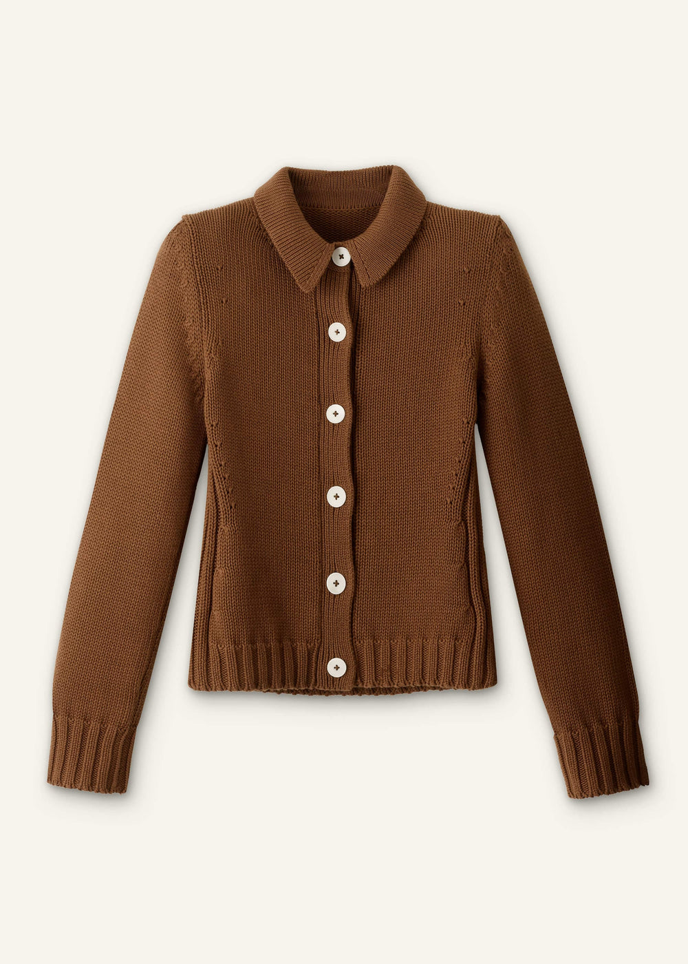 Brown Slim Collared Cardigan meandem