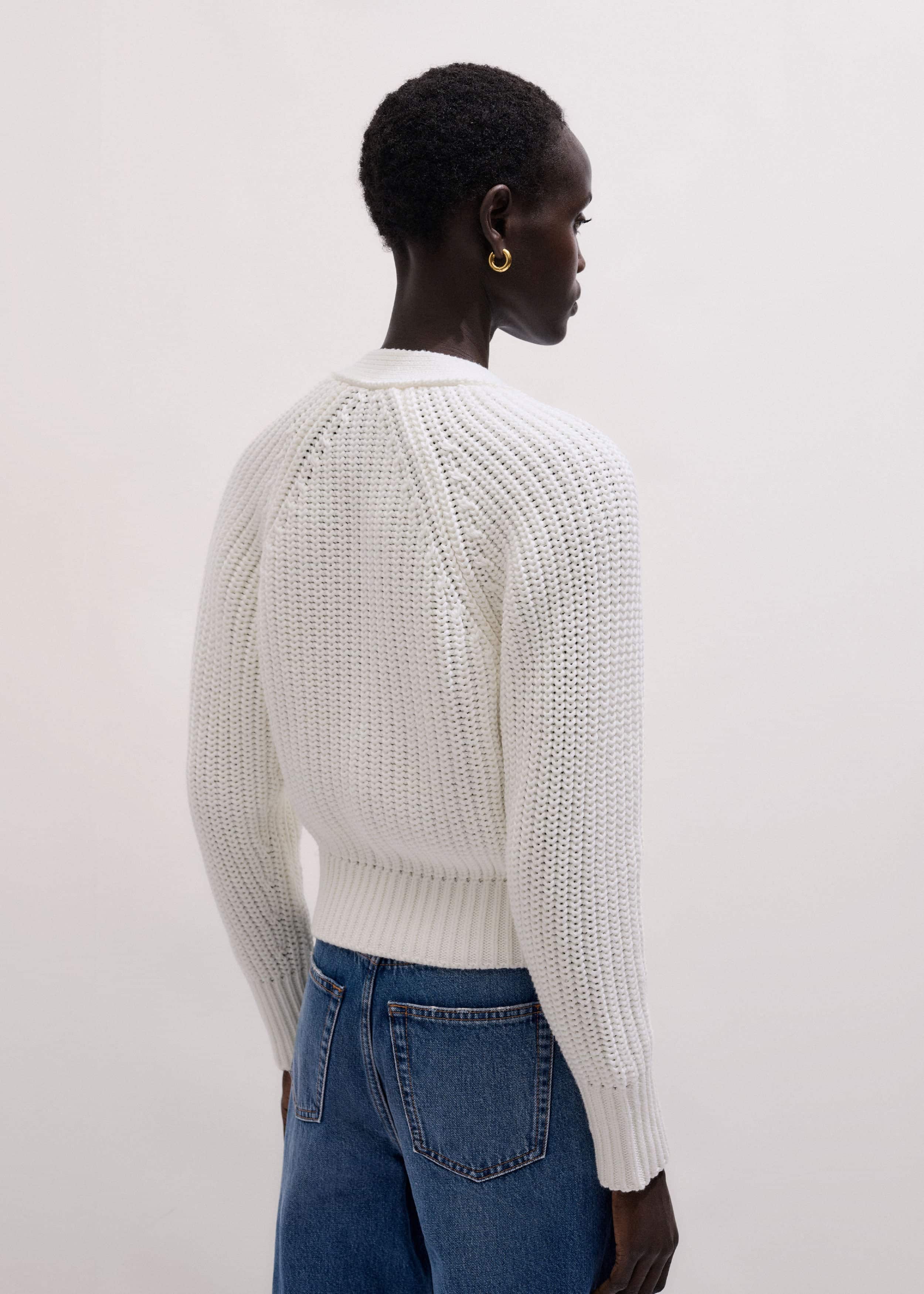 White Chunky Raglan Relaxed Weekend Cardigan meandem
