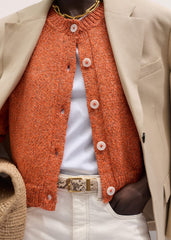 Orange Relaxed Crew Cardigan meandem