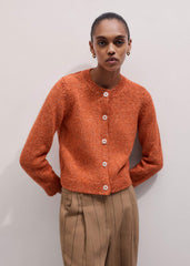 Orange Relaxed Crew Cardigan meandem