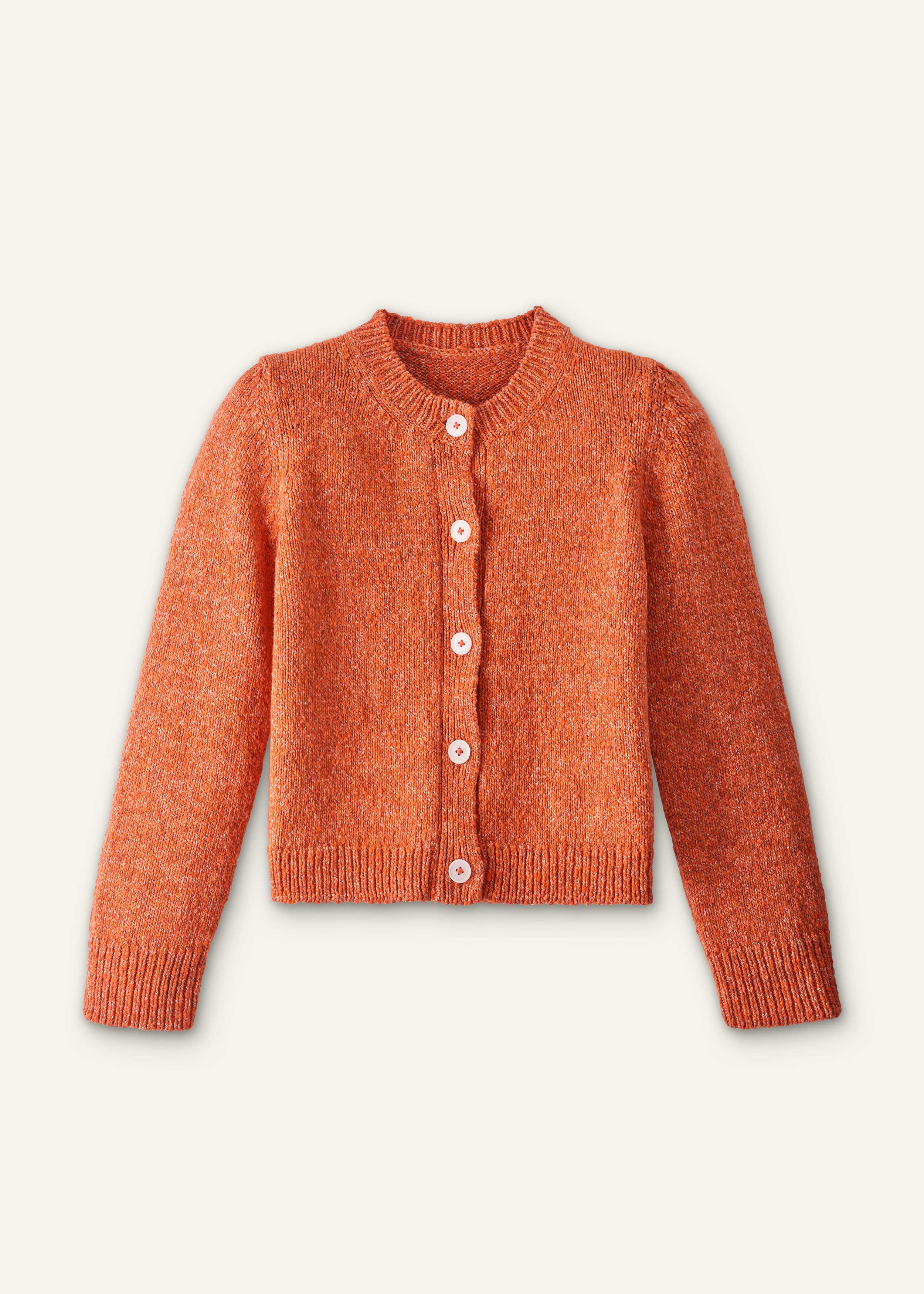 Orange Relaxed Crew Cardigan meandem