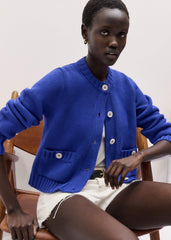 Deep Blue Straight Crop Cardigan meandem