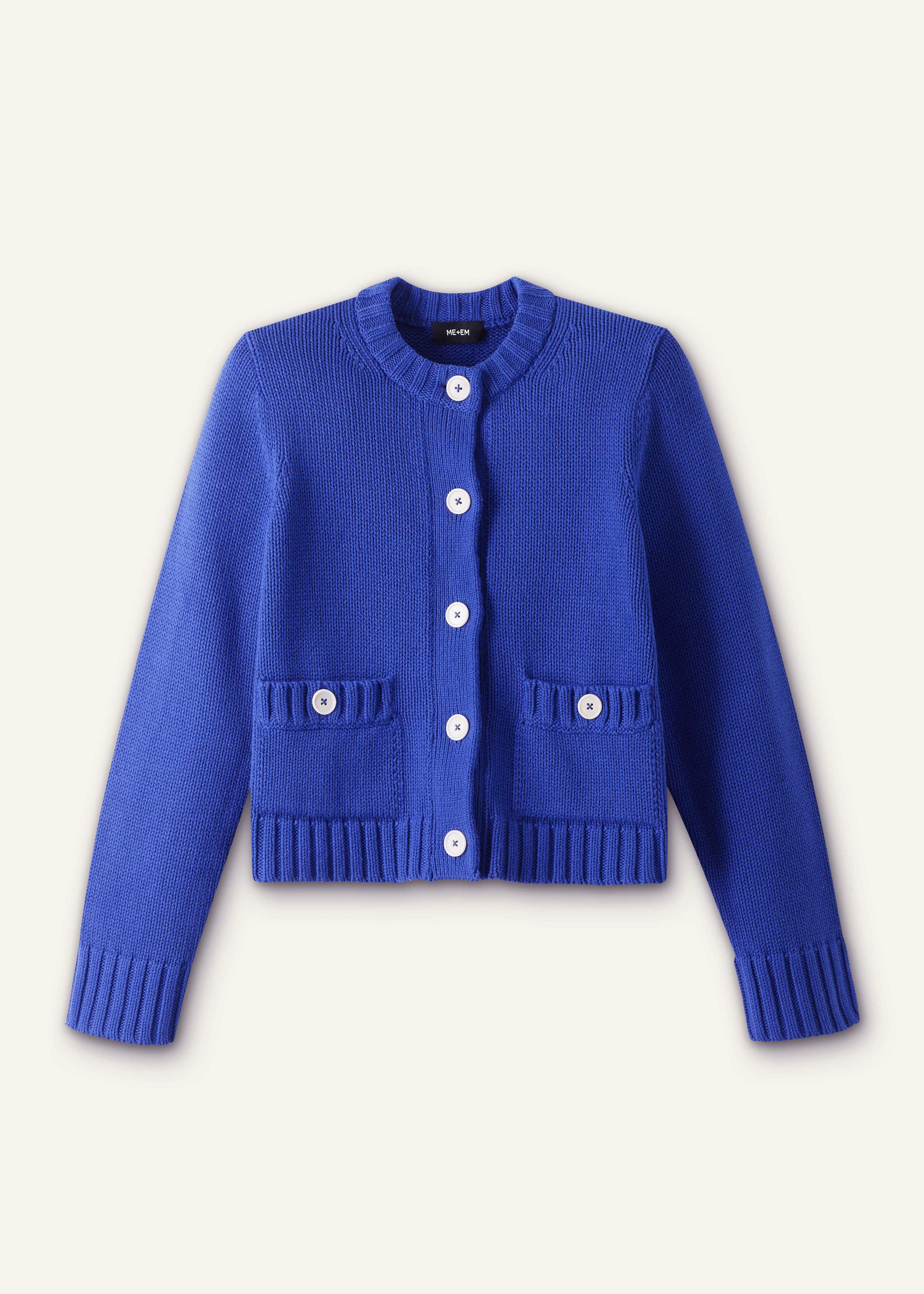 Deep Blue Straight Crop Cardigan meandem