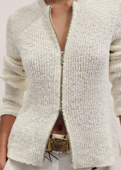 Cream Double Zip Cardigan meandem