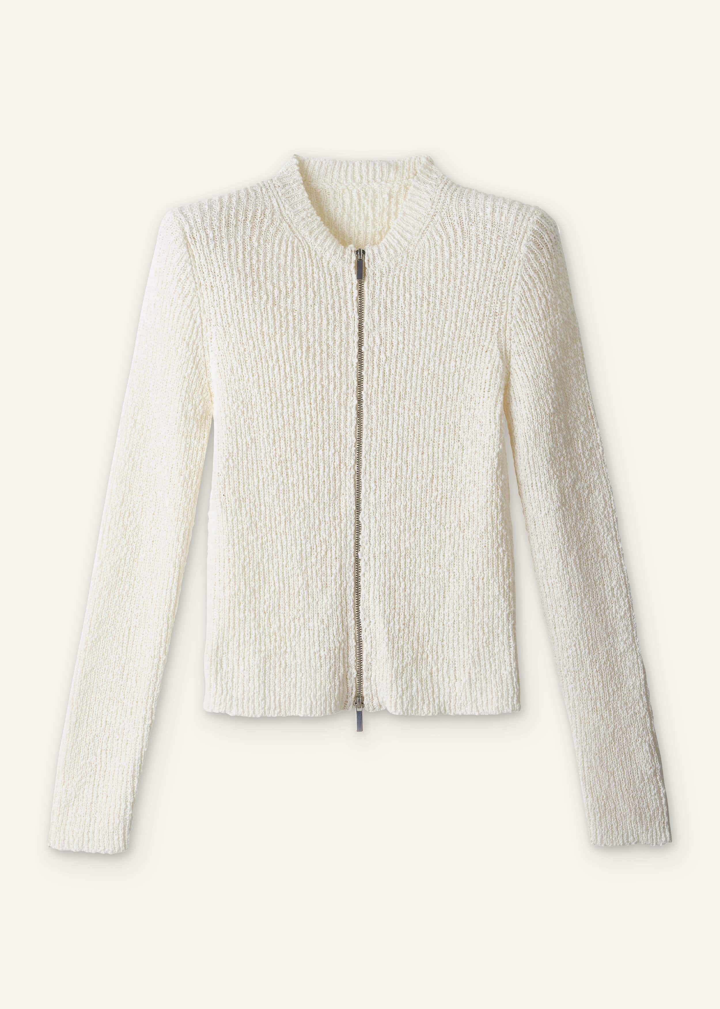 Cream Double Zip Cardigan meandem