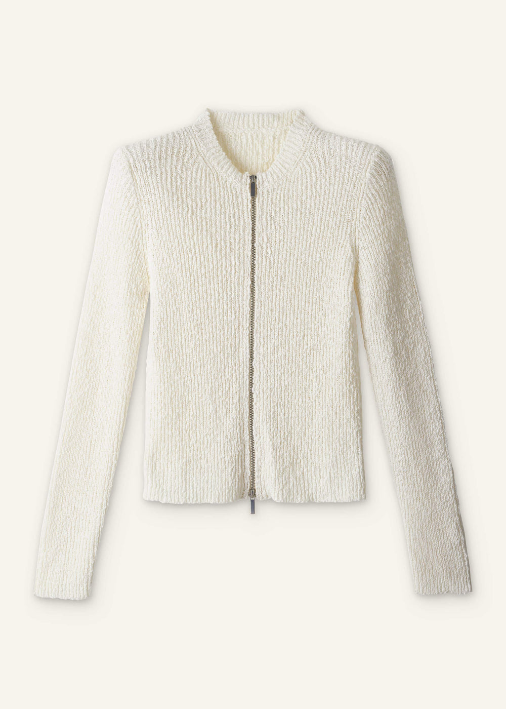 Cream Double Zip Cardigan meandem
