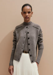 Brown Cashmere Relaxed Saddle Shoulder Cardigan meandem