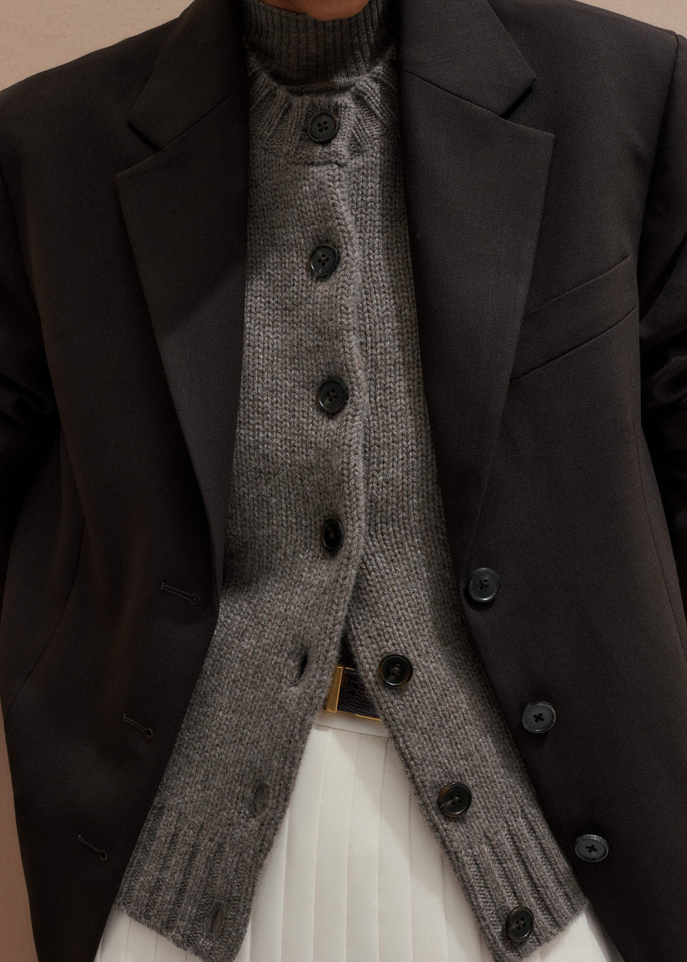 Brown Cashmere Relaxed Saddle Shoulder Cardigan meandem