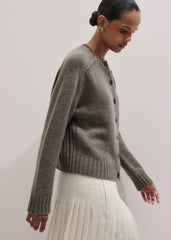 Brown Cashmere Relaxed Saddle Shoulder Cardigan meandem