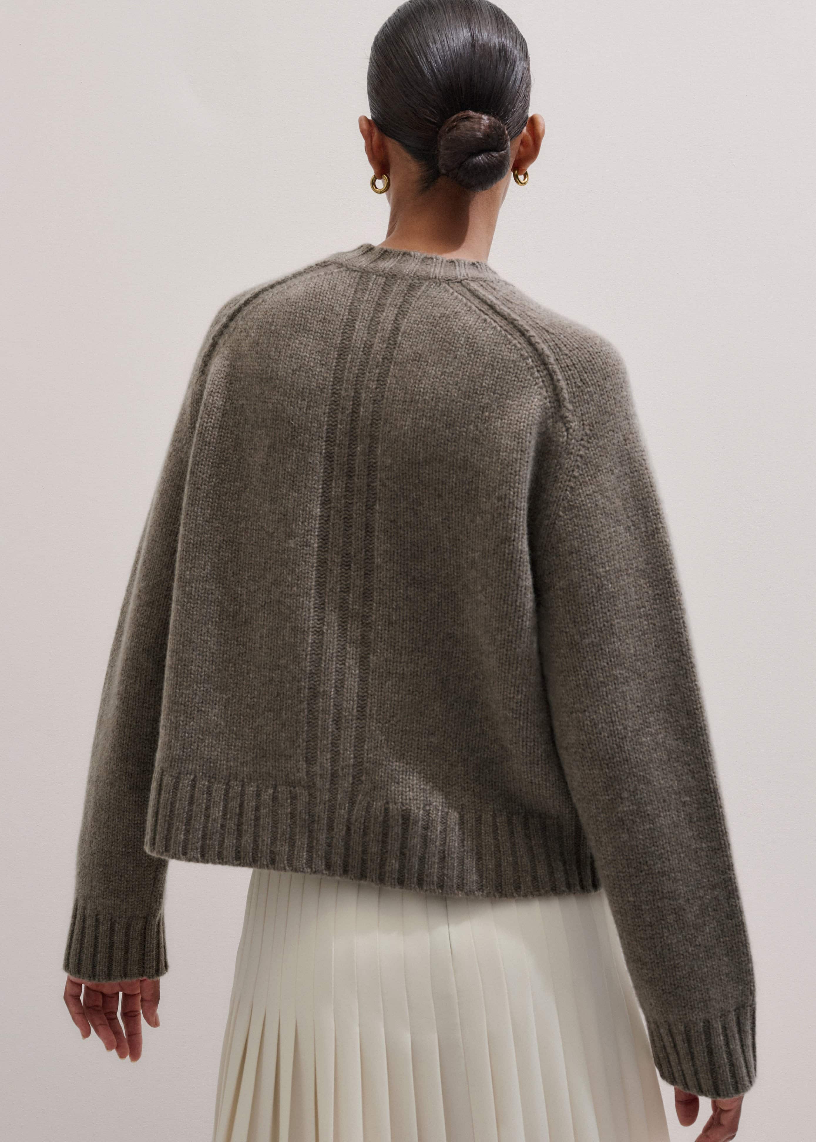 Brown Cashmere Relaxed Saddle Shoulder Cardigan meandem