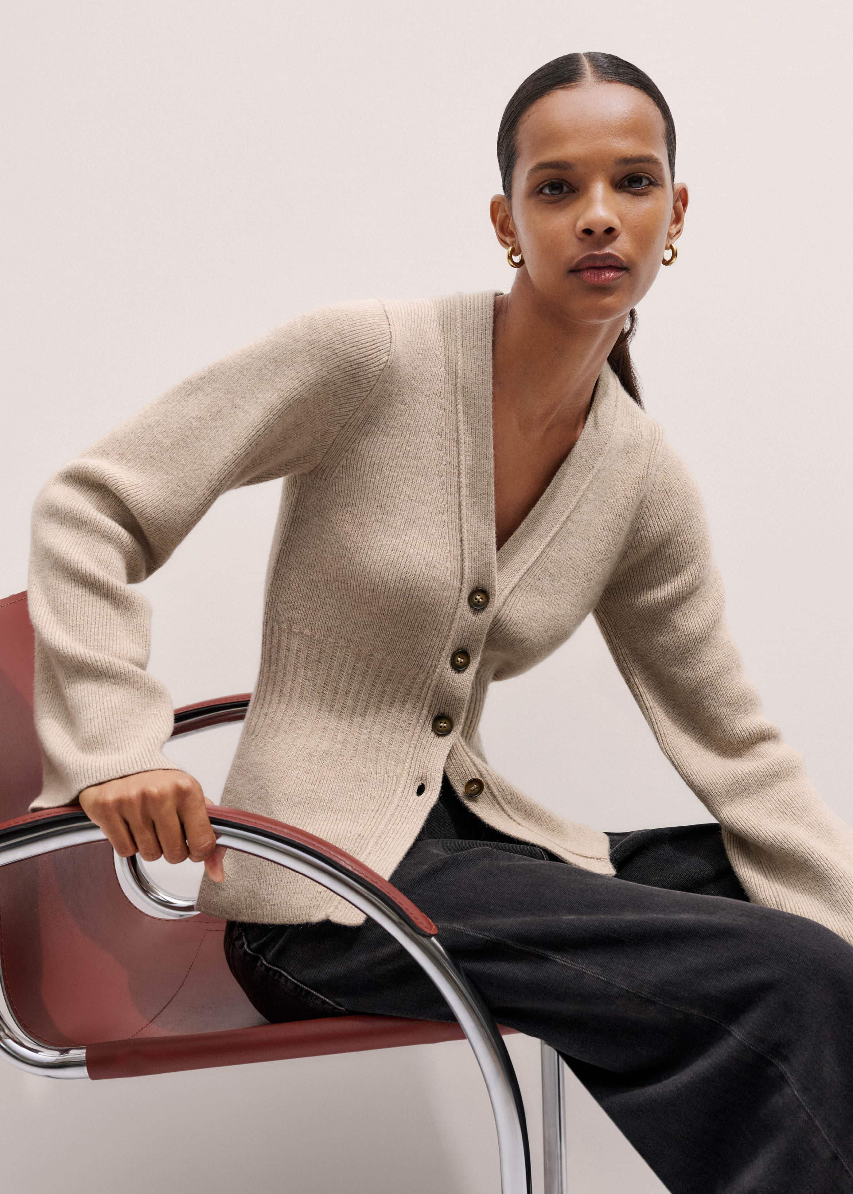 Brown Merino Cashmere Contour Cardigan meandem