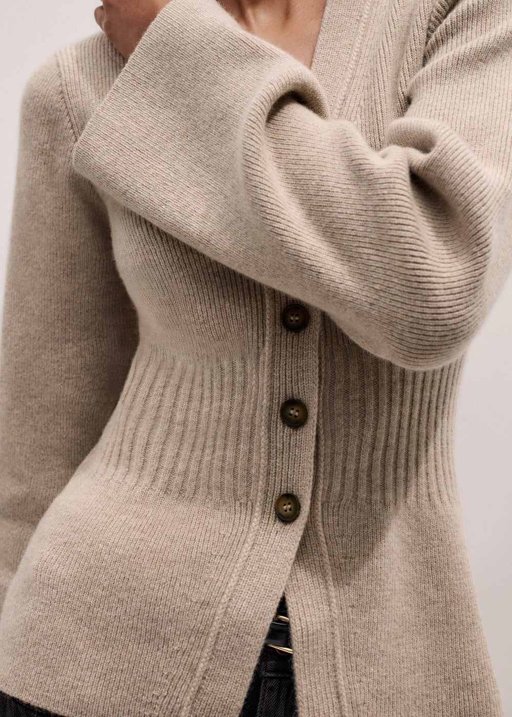 Brown Merino Cashmere Contour Cardigan meandem