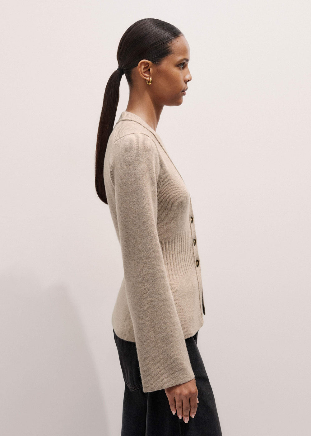 Brown Merino Cashmere Contour Cardigan meandem