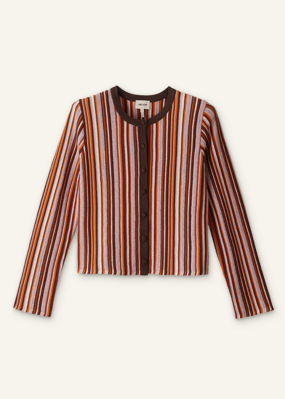 Cinnamon Brown Metallic Stripe Cardigan meandem