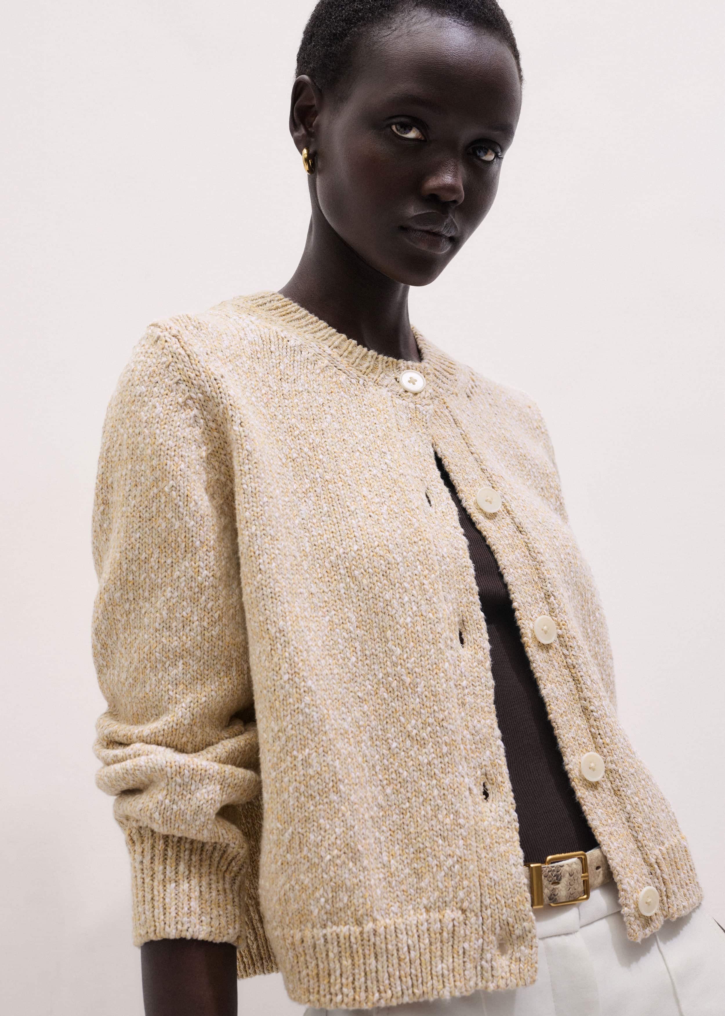 Yellow Relaxed Crew Neckline Cardigan meandem