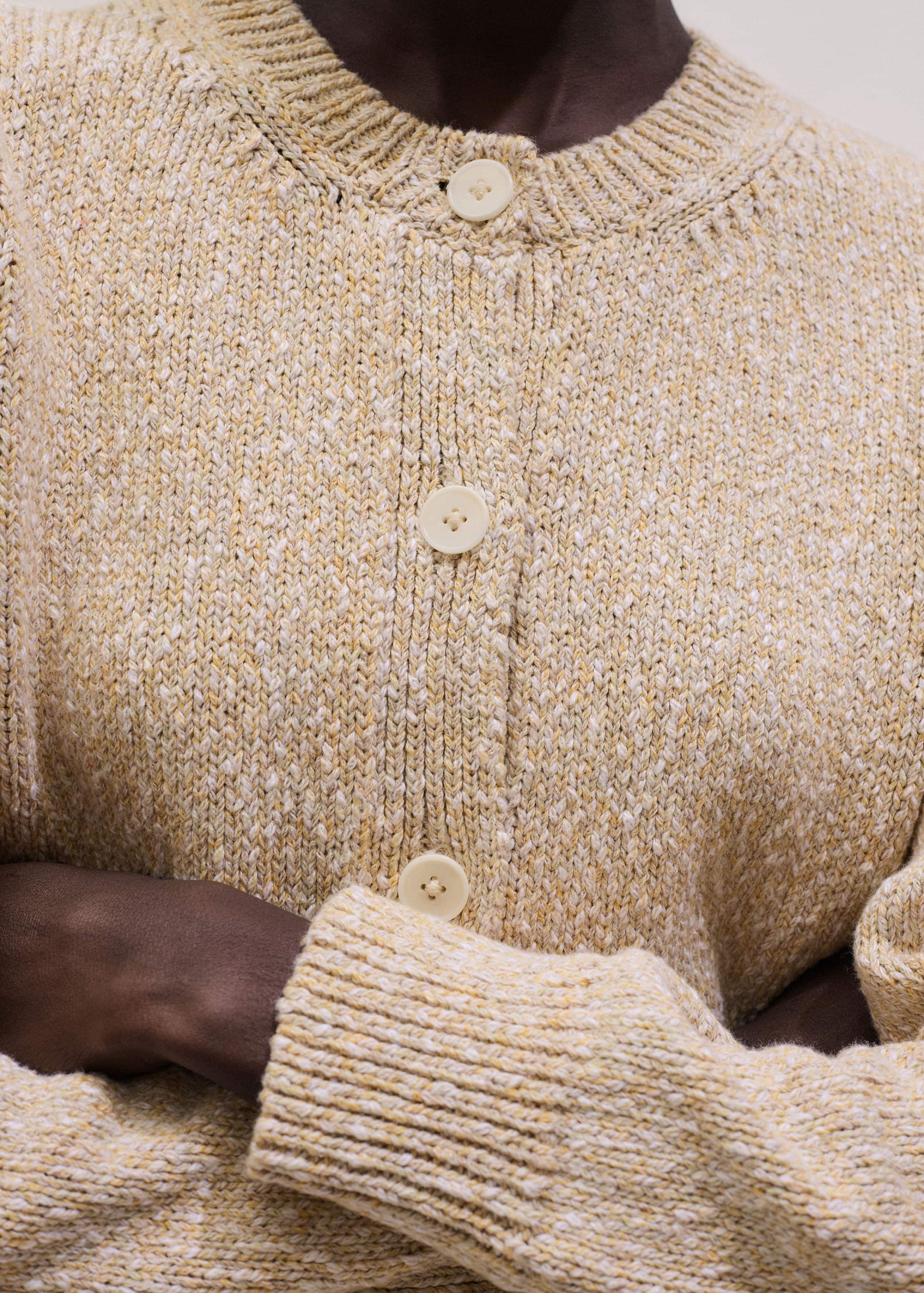 Yellow Relaxed Crew Neckline Cardigan meandem