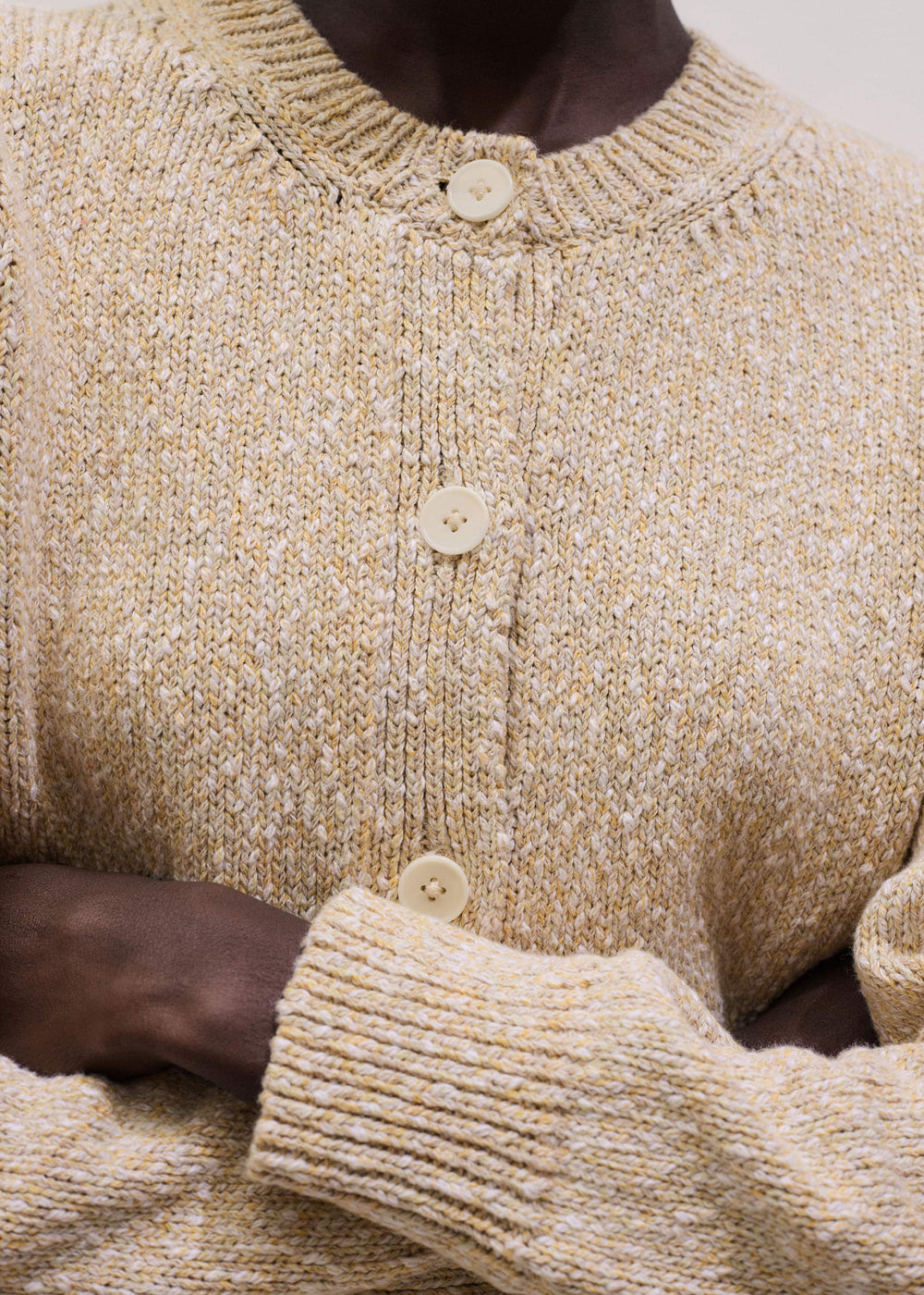 Yellow Relaxed Crew Neckline Cardigan meandem