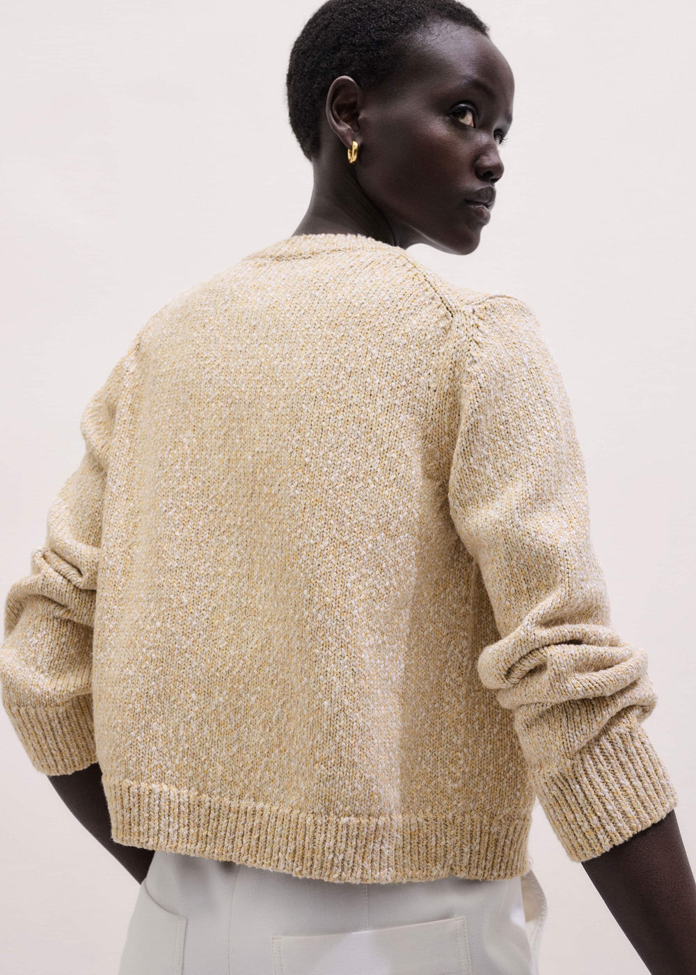 Yellow Relaxed Crew Neckline Cardigan meandem