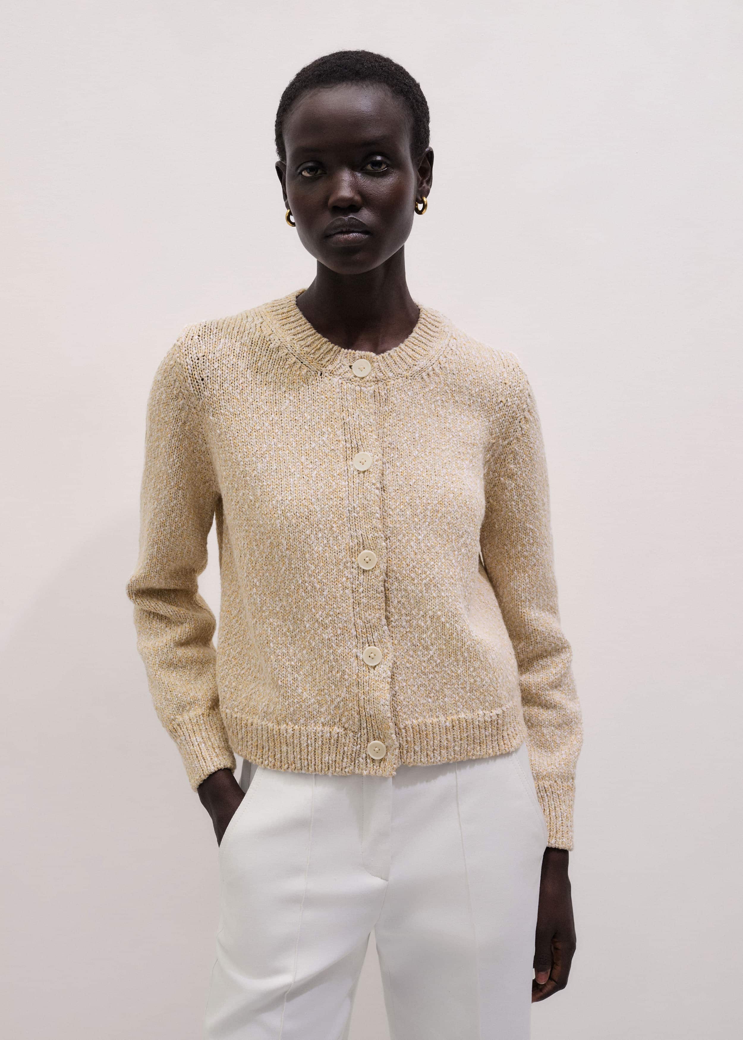 Yellow Relaxed Crew Neckline Cardigan meandem
