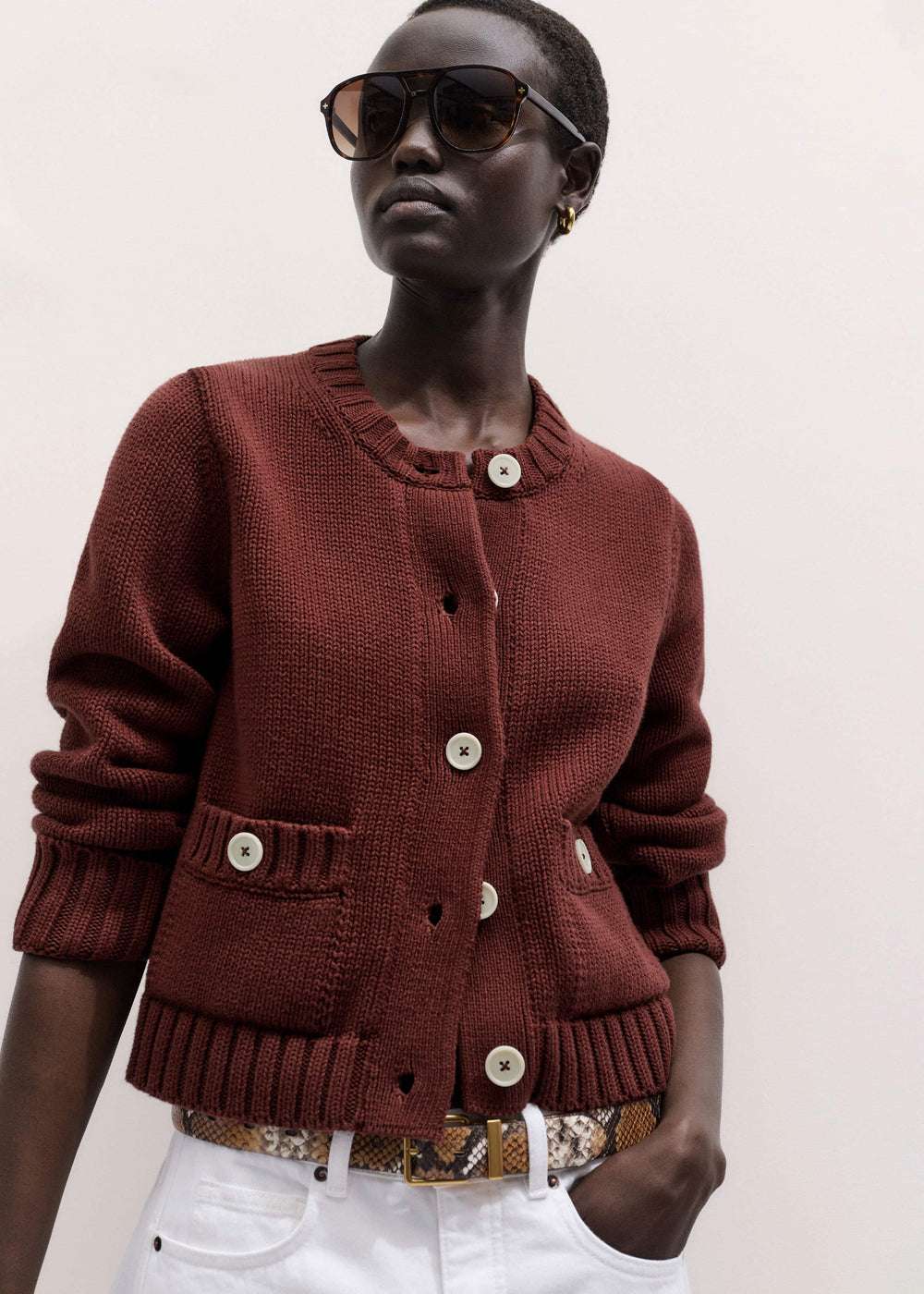 Cinnamon Straight Crop Cardigan meandem