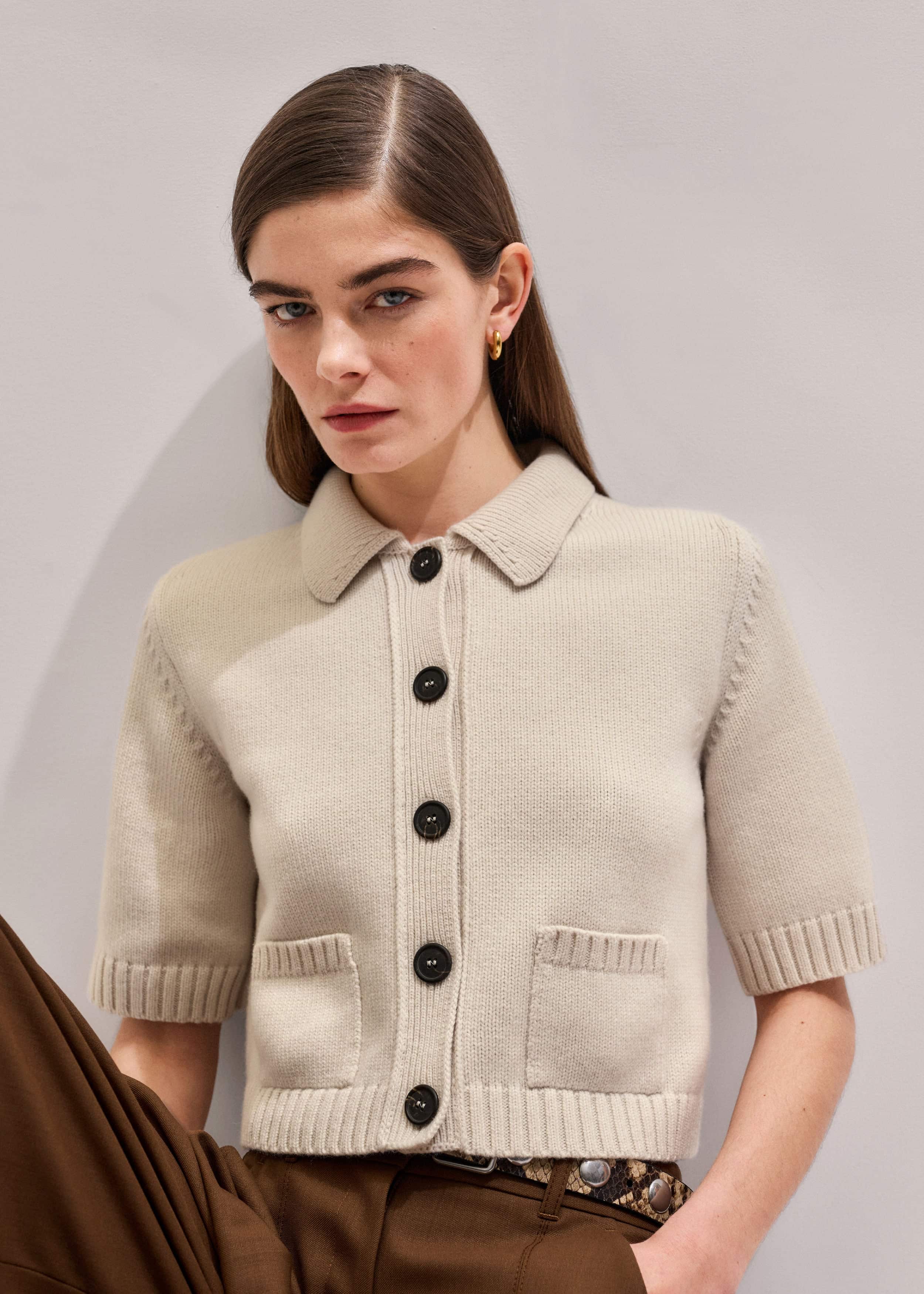 Cream Merino Cashmere Cropped Knit Jacket meandem