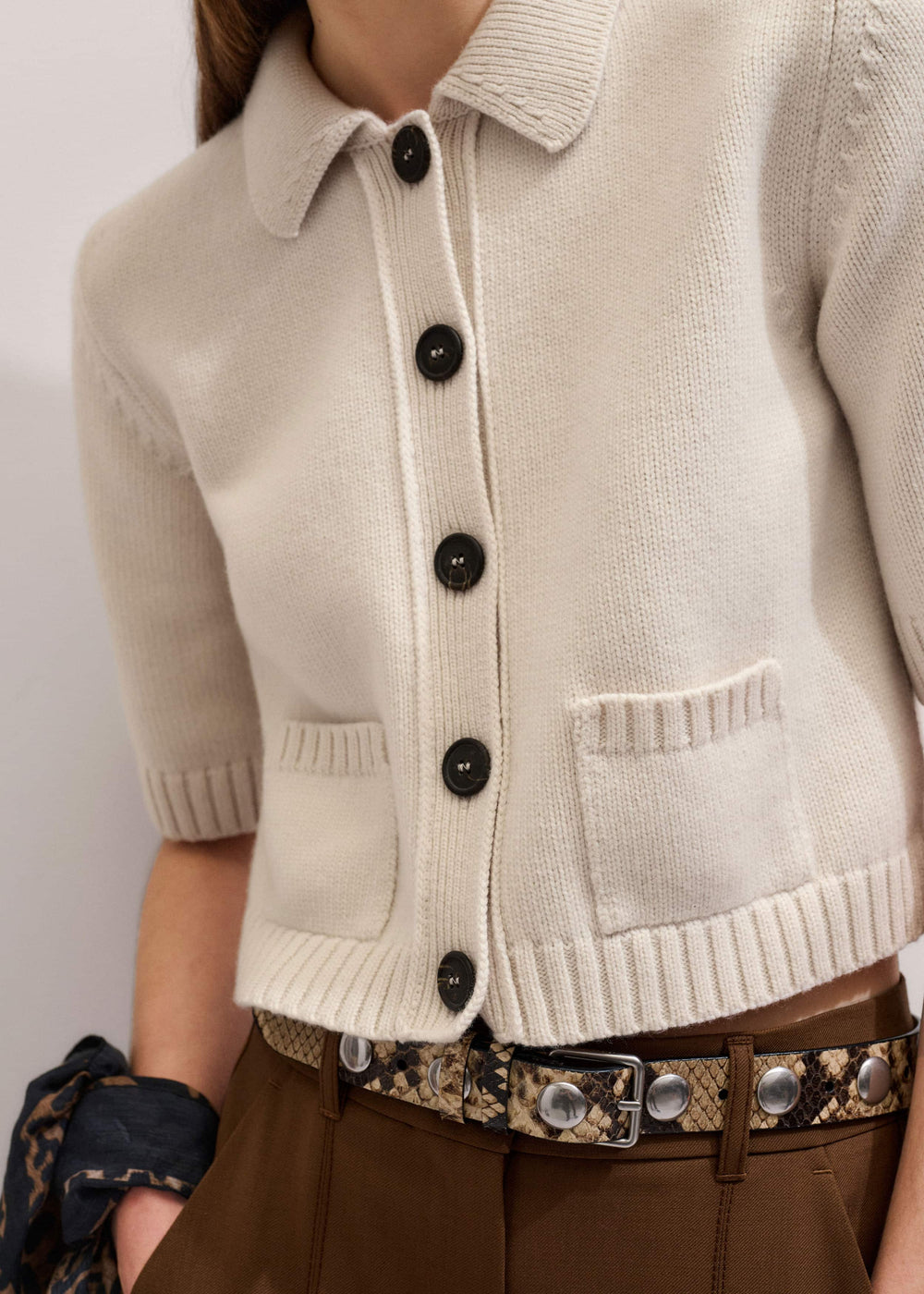 Cream Merino Cashmere Cropped Knit Jacket meandem