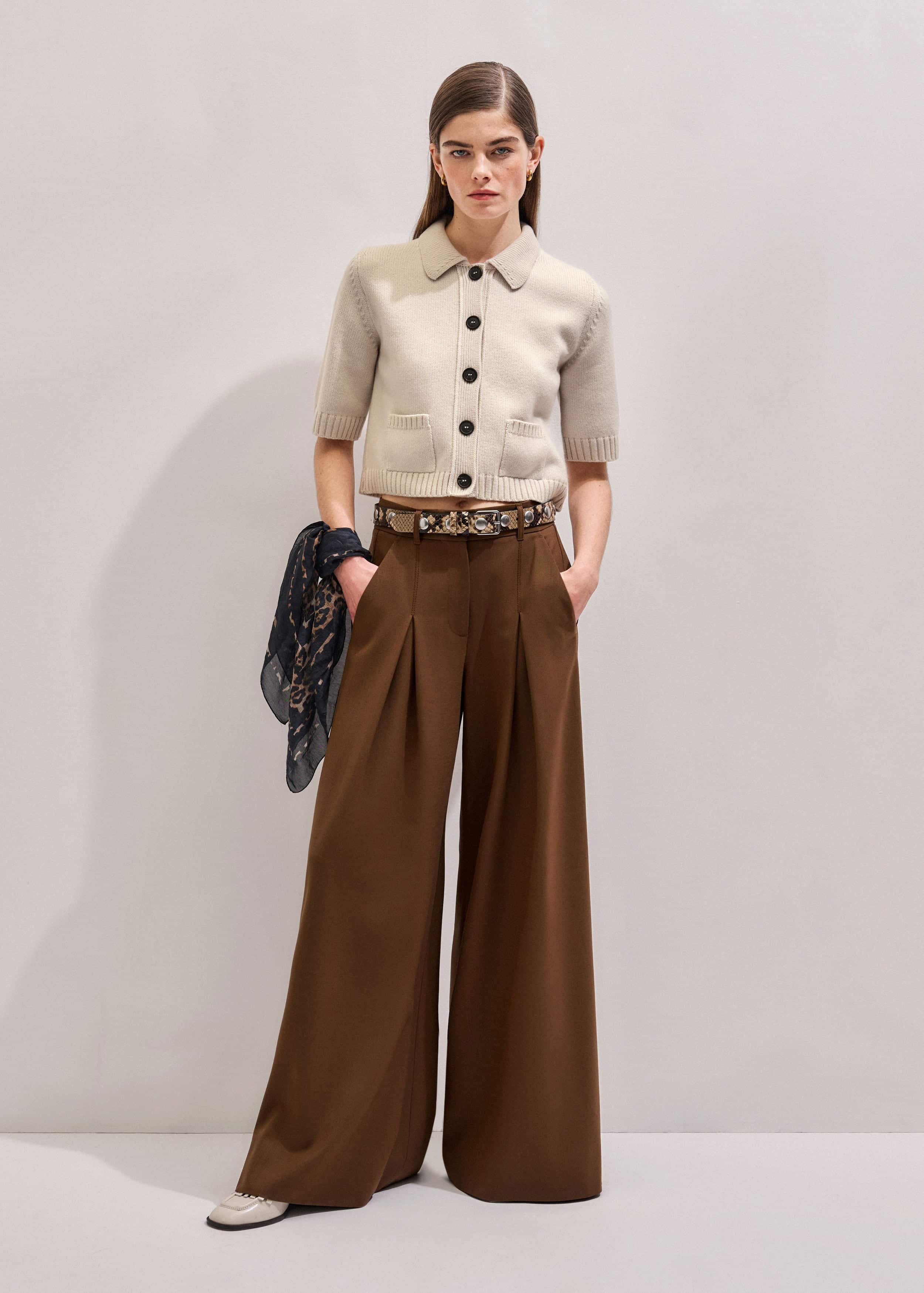 Cream Merino Cashmere Cropped Knit Jacket meandem