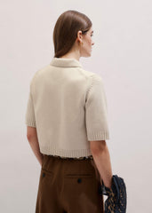 Cream Merino Cashmere Cropped Knit Jacket meandem
