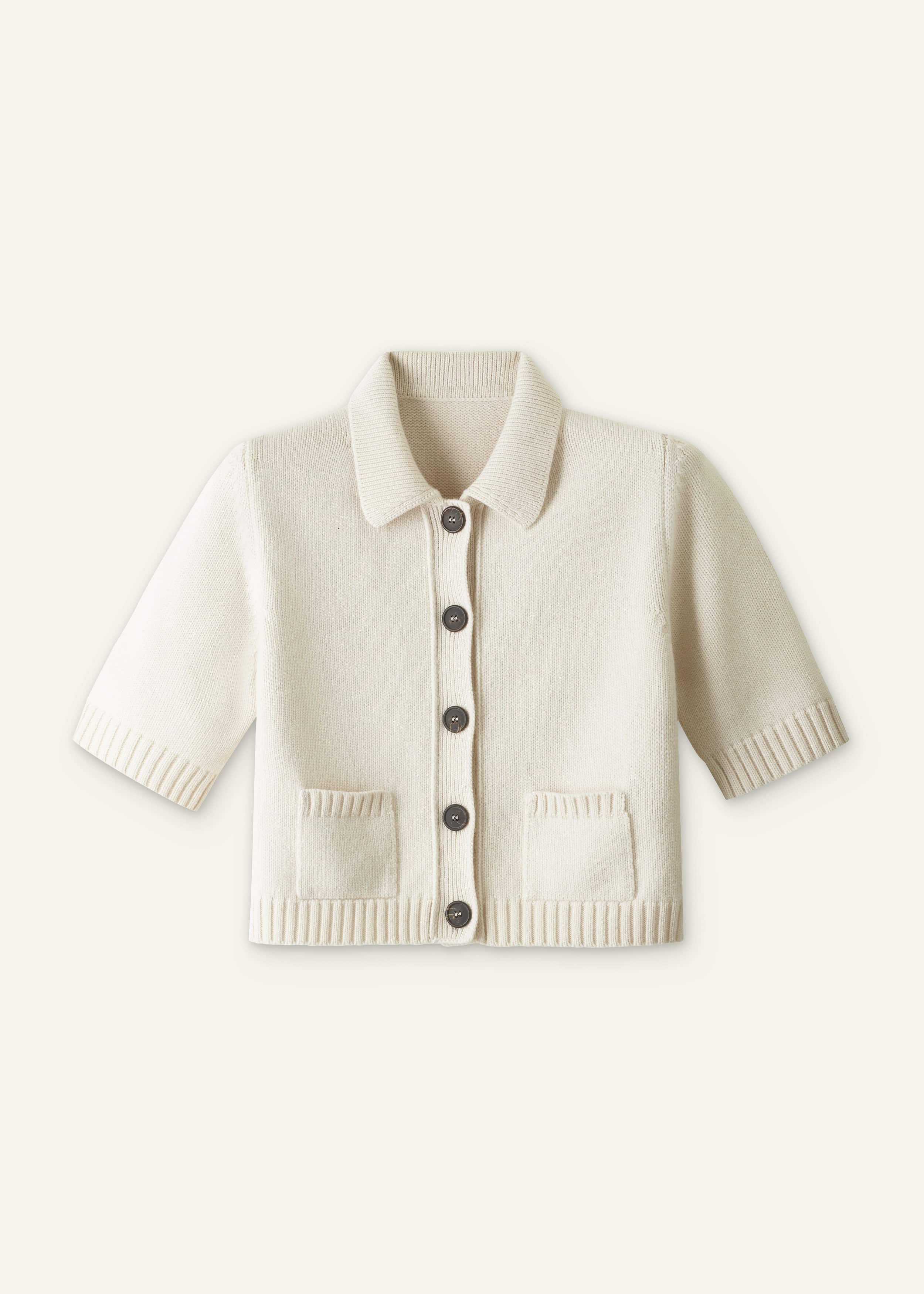 Cream Merino Cashmere Cropped Knit Jacket meandem