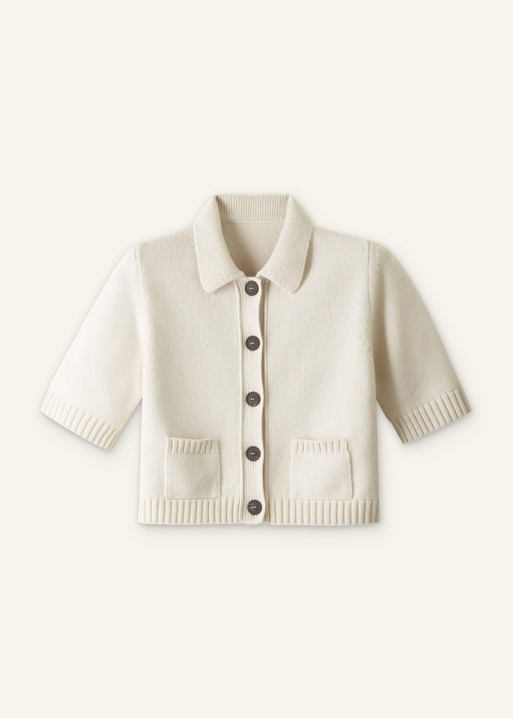 Cream Merino Cashmere Cropped Knit Jacket meandem