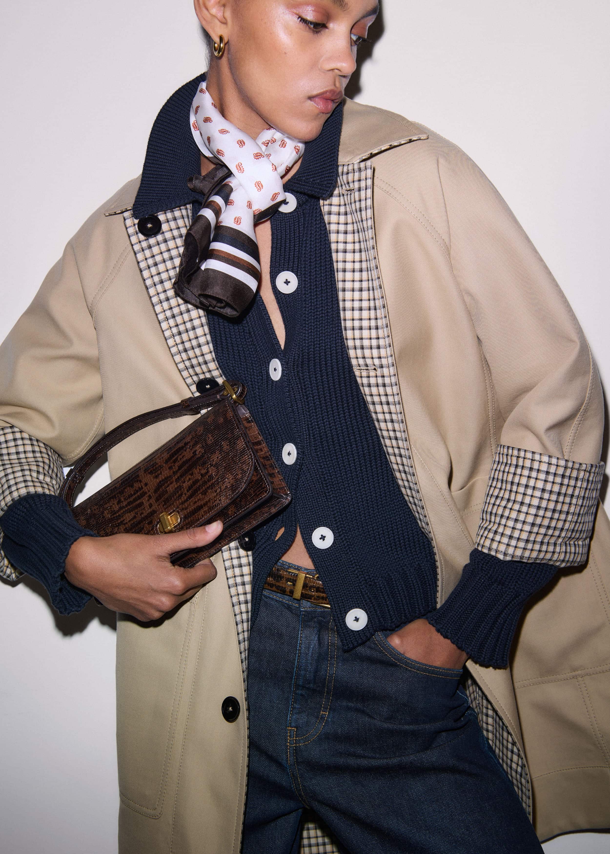 Navy Slim Collared Cardigan meandem