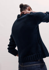 Navy Slim Collared Cardigan meandem
