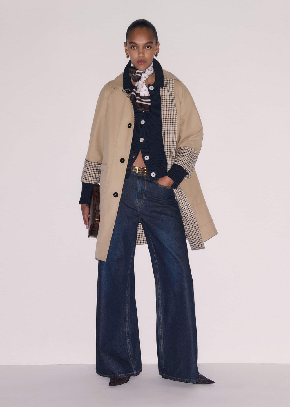 Navy Slim Collared Cardigan meandem