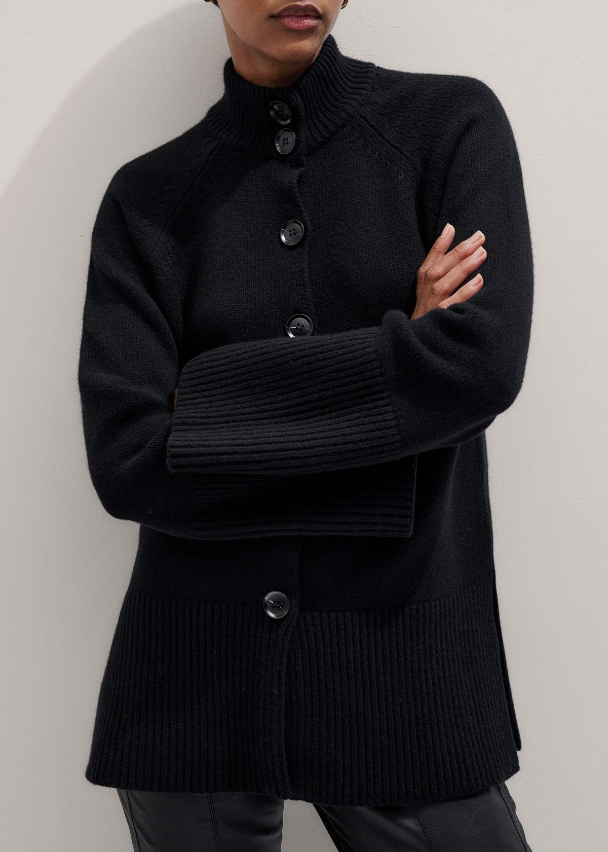 Black Button-Through Longline Cardigan meandem