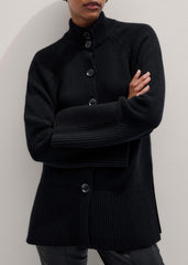 Black Button-Through Longline Cardigan meandem