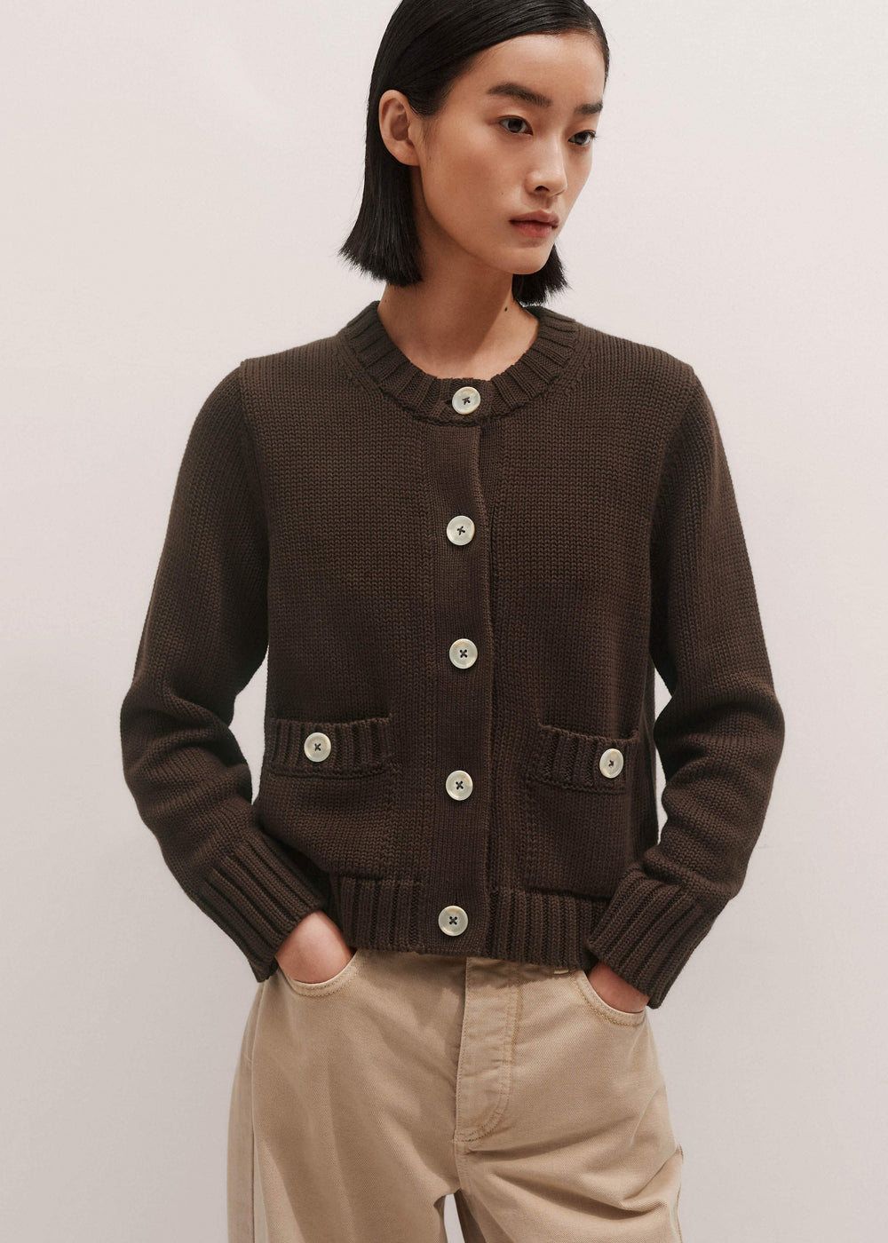 Brown Crop Cardigan meandem