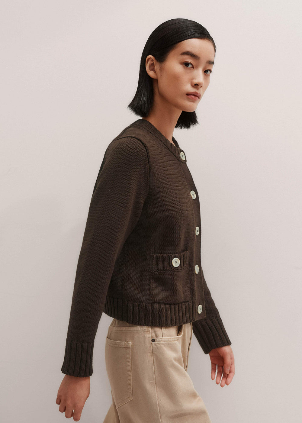 Brown Crop Cardigan meandem
