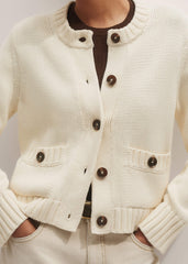 Cream Bracelet Sleeve Cropped Cardigan meandem
