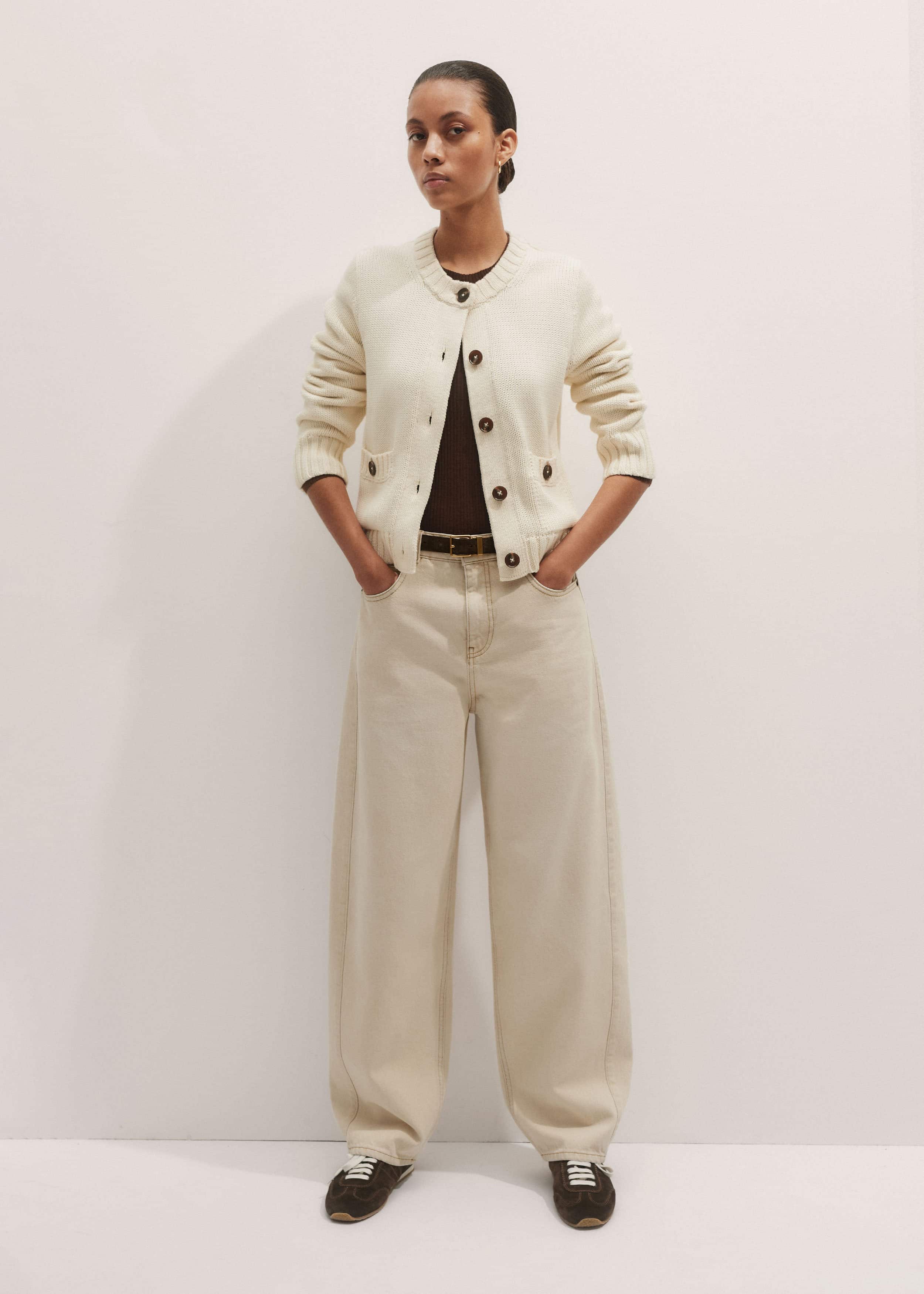 Cream Bracelet Sleeve Cropped Cardigan meandem