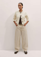 Cream Bracelet Sleeve Cropped Cardigan meandem