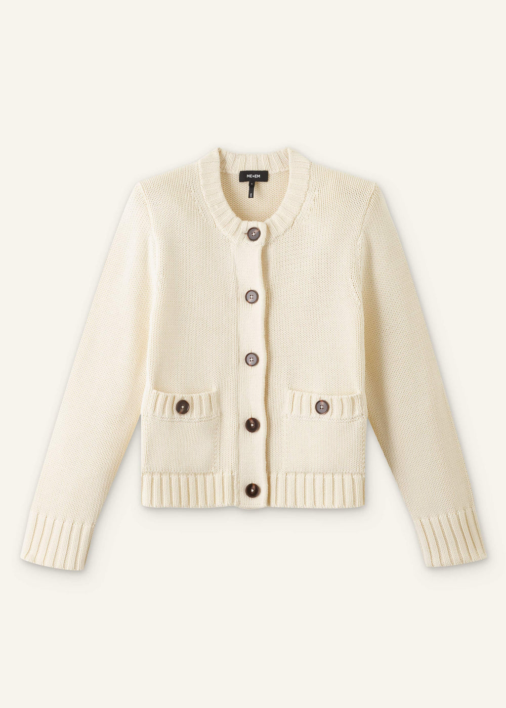 Cream Bracelet Sleeve Cropped Cardigan meandem