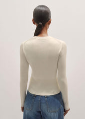 Cream Milano Knit Two-Way Zip Cardigan meandem